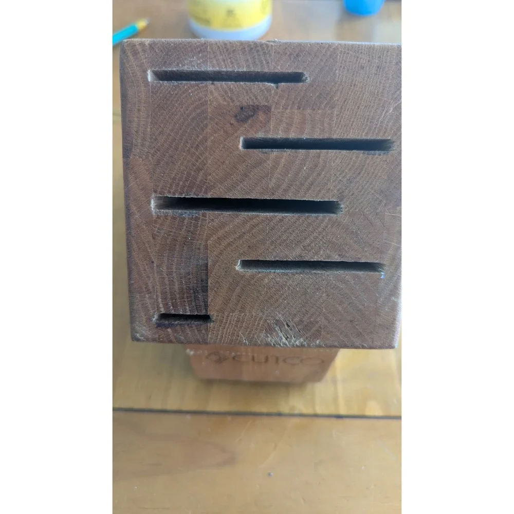 Cutco Oak Wood Knife Block 5 Slot Slanted Kitchen Cutlery Organizer Storage‎